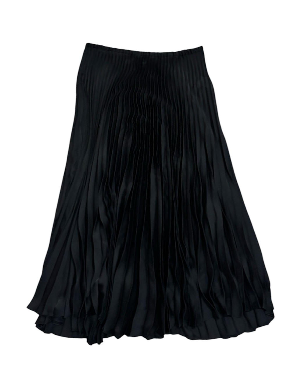 Tracy Reese Women's Sunburst Casual Pleated Midi Skirt Solid Black Sz Medium